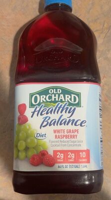 Diet White Grape Raspberry Flavored Reduced Sugar Juice Cocktail From Concentrate, White Grape Raspberry