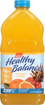 Pineapple Orange Flavored Reduced Sugar Juice Cocktail Blend From Concentrate, Pineapple Orange