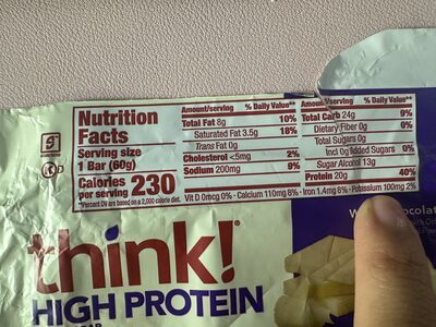 White Chocolate High Protein Bar, White Chocolate