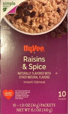 Raisins & Spice Instant Oatmeal, Raisins & Spice