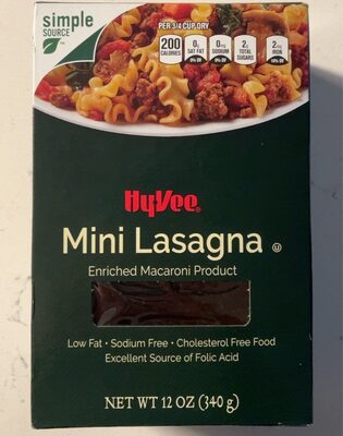 Enriched Macaroni Product, Mini Lasagna