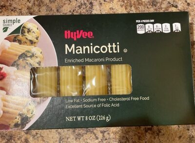 Enriched Macaroni Product, Manicotti