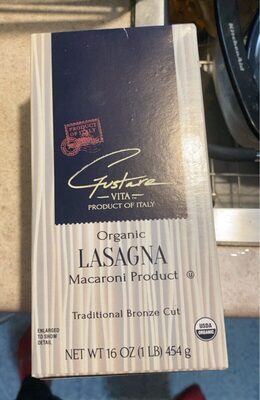 Organic Traditional Bronze Cut Macaroni Product, Lasagna
