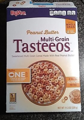 Tasteeos, Peanut Butter Sweetened Multi-Grain Cereal Made With Real Peanut Butter, Peanut Butter