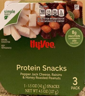 Pepper Jack Cheese, Raisins & Honey Roasted Peanuts Protein Snacks, Pepper Jack Cheese, Raisins & Honey Roasted Peanuts