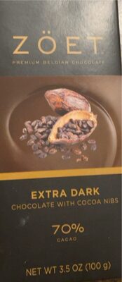 70% Cacao Extra Dark Chocolate With Cocoa Nibs, Cocoa Nibs