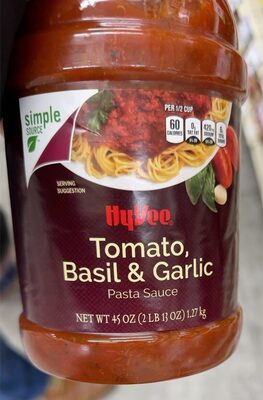 Tomato, Basil & Garlic Pasta Sauce, Tomato, Basil & Garlic