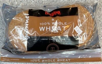 100% Whole Wheat Gourmet Thin Rolls, Whole Wheat