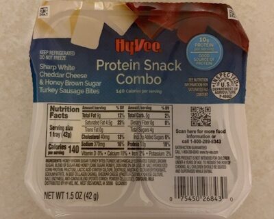 Sharp White Cheddar Cheese & Honey Brown Sugar Turkey Sausage Bites Protein Snack Combo, Sharp White Cheddar Cheese & Honey Brown Sugar Turkey Sausage Bites