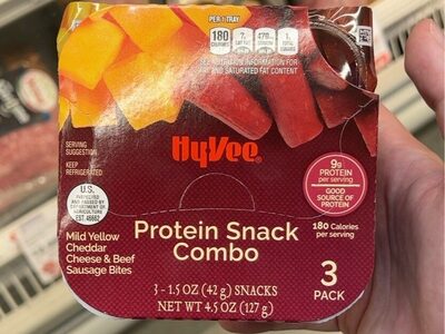 Protein Snack Mild Yellow Cheddar Cheese & Beef Sausage & Bites Combo, Protein Snack