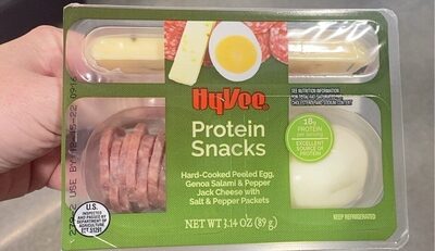 Hard-Cooked Peeled Egg, Genoa Salami & Pepper Jack Cheese With Salt & Pepper Packets Protein Snacks