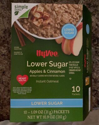 Apples & Cinnamon Flavored Lower Sugar Instant Oatmeal, Apples & Cinnamon