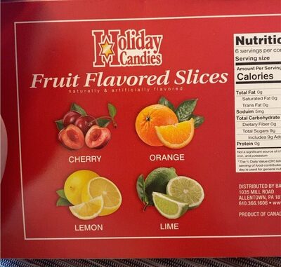 Fruit Flavored Slices Candy, Cherry; Orange; Lemon; Lime