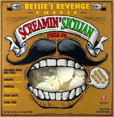 Bessie's Revenge Wisconsin Whole Milk Fresh Mozzarella Slices, Shredded Mozzarella Cheese, Parmesan, Romano & White Cheddar Cheese Pizza, Bessie's Revenge