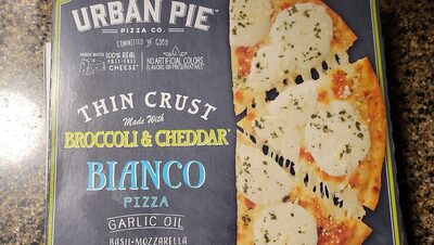 Bianco Garlic Oil, Basil, Mozzarella, Provolone & Asiago Thin Crust Made With Broccoli & Cheddar Pizza, Bianco