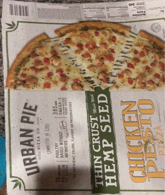 Chicken Pesto Romano, Provolone, Parmesan, Mozzarella, Diced Tomatoes Thin Crust Made With Hemp Seed Pizza, Chicken Pesto