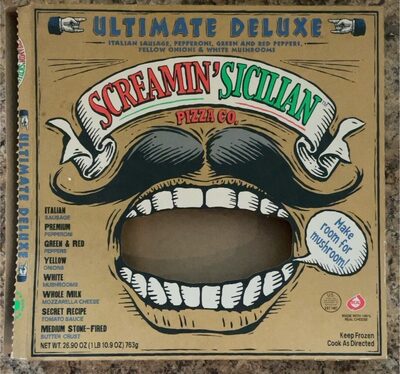 Ultimate Deluxe Italian Sausage, Pepperoni, Green And Red Peppers, Yellow Onions & White Mushrooms Pizza, Ultimate Deluxe