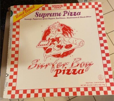 Sausage, Pepperoni, Green Peppers, Red Onion, Mushrooms & Black Olives Hand-Tossed Style Crust Surfer Boy Pizza