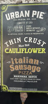 Italian Sausage Marinara Sauce, Sliced Cherry Tomatoes & Caramelized Onions, Mozzarella, Provolone Thin Crust Made With Cauliflower Pizza, Italian Sausage