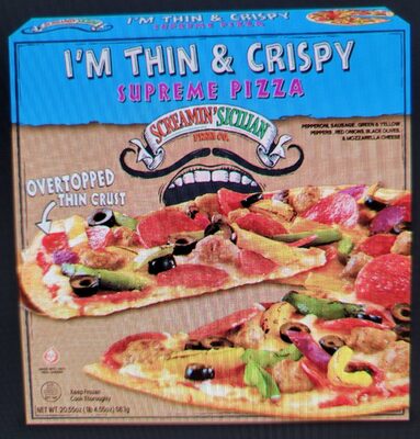 Tavern Style Italian Sausage, Pepperoni, Green Peppers, Black Olives & White Onions Cracker Thin Crust! Supreme Pizza, Tavern Style