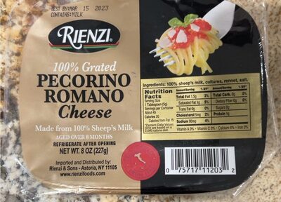 100% Grated Pecorino Romano Cheese