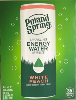White Peach Sparkling Energy Water Beverage, White Peach