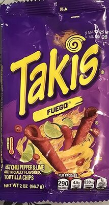 Fuego Hot Chili Pepper & Lime Flavored Tortilla Chips, Fuego