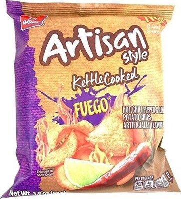 Fuego Hot Chili Pepper & Lime Artisan Style Kettle Cooked Potato Chips, Fuego