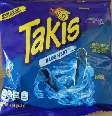 Blue Heat Hot Chili Pepper Flavored Tortilla Chips, Blue Heat