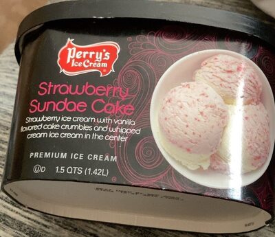 Strawberry Sundae Cake Premium Ice Cream With Vanilla Flavored Cake Crumbles And Whipped Cream Ice Cream In The Center, Strawberry Sundae Cake