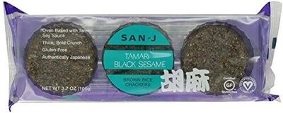 Tamari Black Sesame Oven Baked Brown Rice Crackers, Tamari Black Sesame