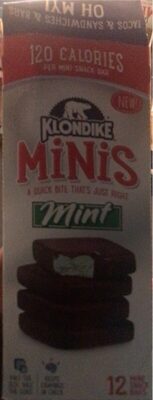 Mint Light Ice Cream With Dark Chocolate Flavored Coating Minis Snack Bars, Mint