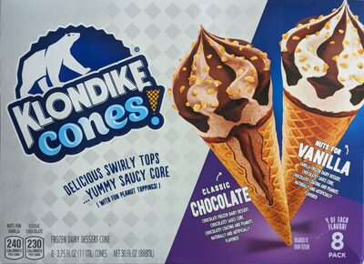 Classic Chocolate & Nuts For Vanilla Frozen Dairy Dessert Cone
