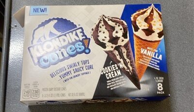 Cookies N' Cream And Nuts For Vanilla  Frozen Dairy Dessert Cones