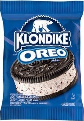 Oreo Frozen Vanilla Dairy Dessert With Oreo Cookie Pieces Between Two Oreo Wafers Sandwich, Oreo