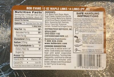 Maple Flavored Pork Sausage Links, Maple