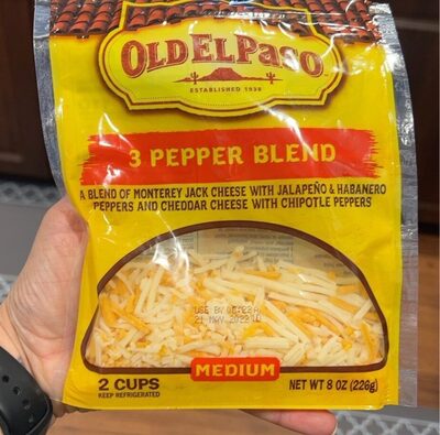 Medium, 3 Pepper A Blend Of Monterey Jack Cheese With Jalapeno & Habanero Peppers And Cheddar Cheese With Chipotle Peppers, Medium, 3 Pepper