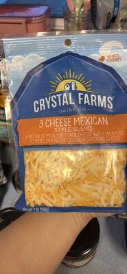 3 Cheese Mexican Style Blend Of Monterey Jack Cheese With Jalapeno Peppers, Muenster Cheese & Cheddar Cheese, 3 Cheese Mexican Style Blend