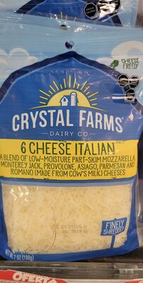 6 Cheese Italian A Blend Of Low-Moisture Part-Skim Mozzarella, Monterey Jack, Provolone, Asiago, Parmesan And Romano (Made From Cow's Milk) Cheeses, 6 Cheese Italian