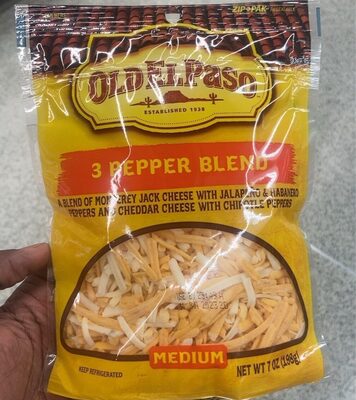 Medium 3 Pepper Blend A Blend Of Monterey Jack Cheese With Jalapeno & Habanero Peppers And Cheddar Cheese With Chipotle Peppers, Medium 3 Pepper Blend