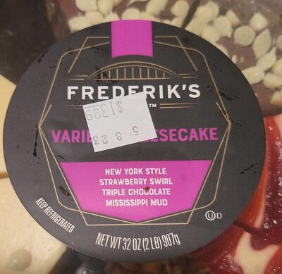 Variety Cheesecake, New York Style, Strawberry Swirl, Triple Chocolate, Mississippi Mud