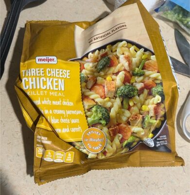 Three Cheese Chicken Pasta, Broccoli, Carrots & Corn In A Creamy Parmesan, Cheddar And Blue Cheese Sauce Skillet Meal, Three Cheese Chicken