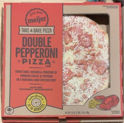 Double Pepperoni Tomato Sauce, Mozzarella, Provolone And Parmesan Cheeses And Pepperoni On A Traditional Hand Stretched Crust Take & Bake Pizza, Double Pepperoni