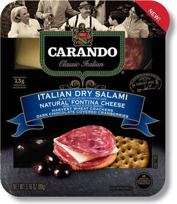 Classic Italian Dry Salami Fontina Cheese Harvest Wheat Crackers Dark Chocolate Covered Cranberries, Classic Italian Dry Salami