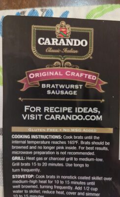 Original Crafted Bratwurst Sausage, Original