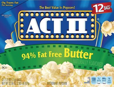ACT II Fat Free Popcorn, 32.593 OZ