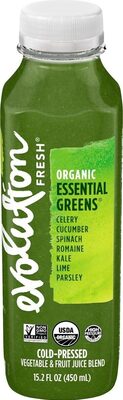 Organic Essential Greens Celery, Cucumber, Spinach, Romaine, Kale, Lime, Parsley Vegetable & Fruit Juice Blend, Essential Greens