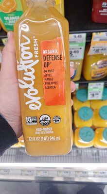 Organic Defense Up Orange, Pineapple, Mango, Apple, Acerola Fruit Juice Smoothie, Defense Up