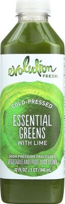 Organic Essential Greens Celery, Cucumber, Spinach, Romaine, Kale, Lime, Parsley Vegetable & Fruit Juice Blend, Essential Greens