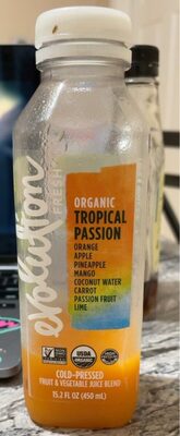Organic Tropical Passion Orange, Apple, Pineapple, Mango, Coconut Water, Carrot, Passion Fruit, Lime Cold-Pressed Fruit & Vegetable Juice Blend, Tropical Passion